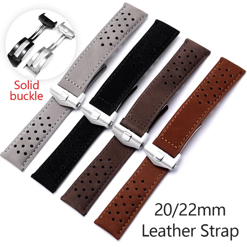 Curved Spring Bar - Genuine Leather Wristband for Tag Heuer